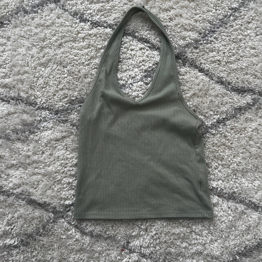 sage green halter top